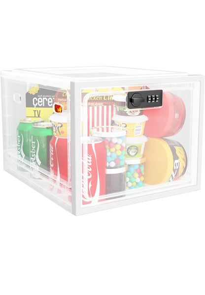 Snack Large Lock Box, Lockable Storage Box Medicine Lock Box, Box with Lock Security Lock Boxes Refrigerator Lock Box Food Lock Box, Phone Lock Box Lock Boxes for Personal Items, White